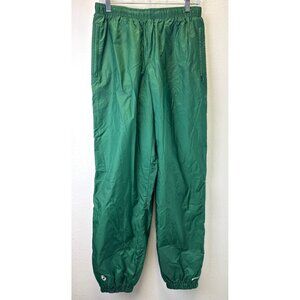 Nike Green Nylon Track Windbreaker Pants Ankle Zippers Drawstring Elastic Waist